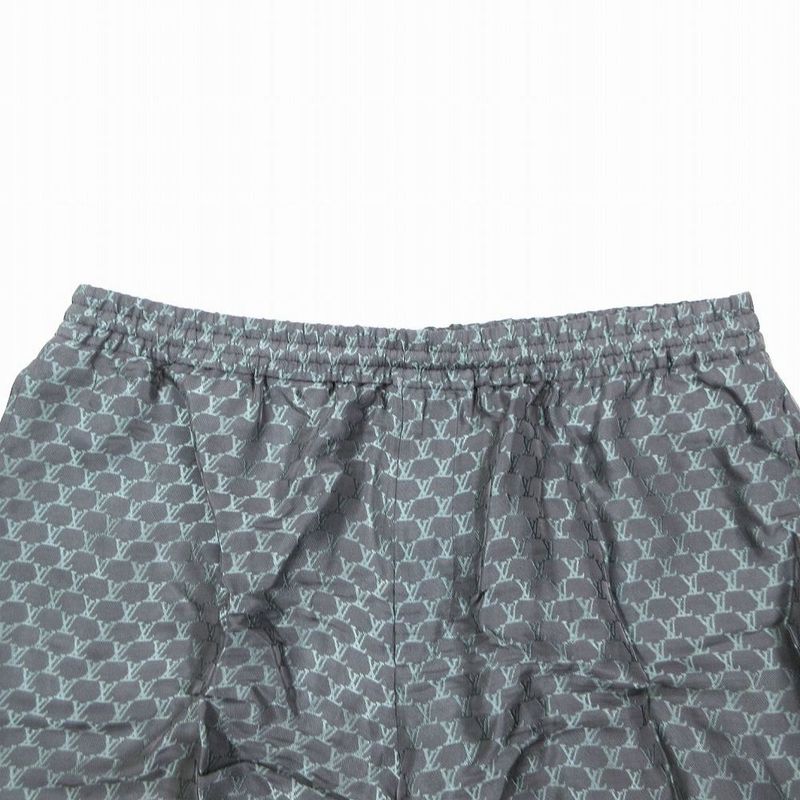 Louis Vuitton 24aw Jacquard Monogram Silk Plend Shorts Grey Size XL Men's