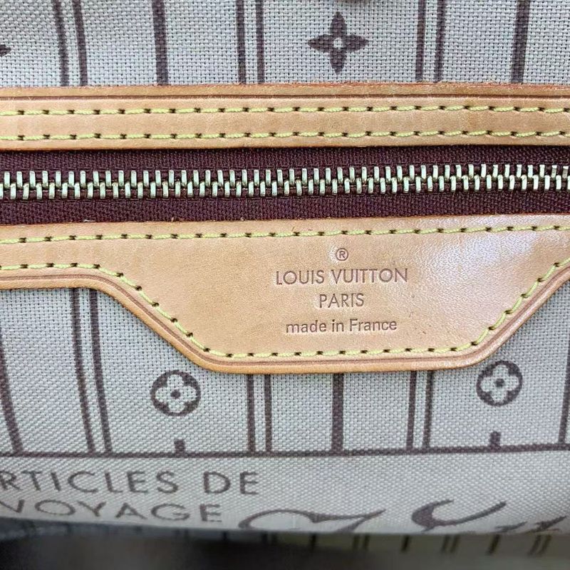 Louis Vuitton Neverfull MM Monogram Leather X PVC Brown Tote Bag Gold M40156