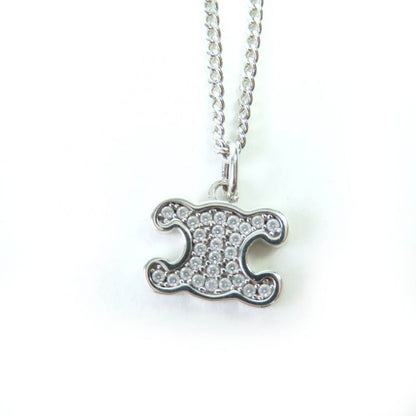 Celine Triomphe Rhinestone Necklace With Silver Accessories With Box And