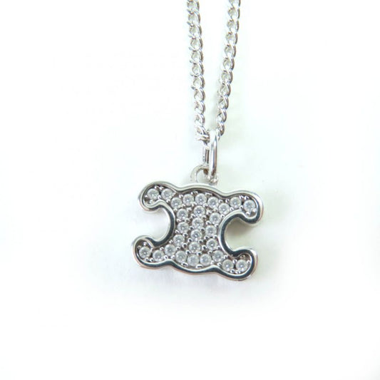 Celine Triomphe Rhinestone Necklace With Silver Accessories With Box And