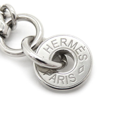 Hermes Necklace Col H Pendant Metal Lacquer Gray and Silver Hardware Horn Motif