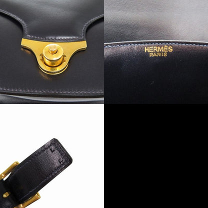 Hermes Vintage Box Calf Black Shoulder Bag Black 0816hermes
