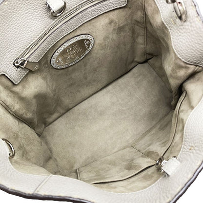 Fendi Selleria Anna Small Shoulder Bag Leather Gray Silver Hardware 2WAY Women