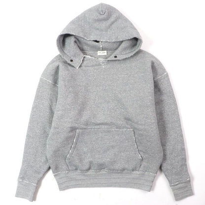 Saint Laurent 2022 704159 Cotton Back Print Damaged Pullover Hoodie Grey M