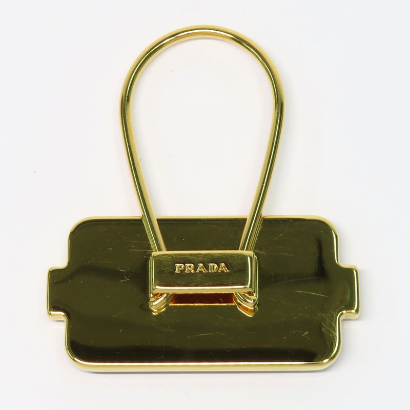 Prada Robot 1pp054 Bag Charm Sapphire Leather Metal Gold Hardware