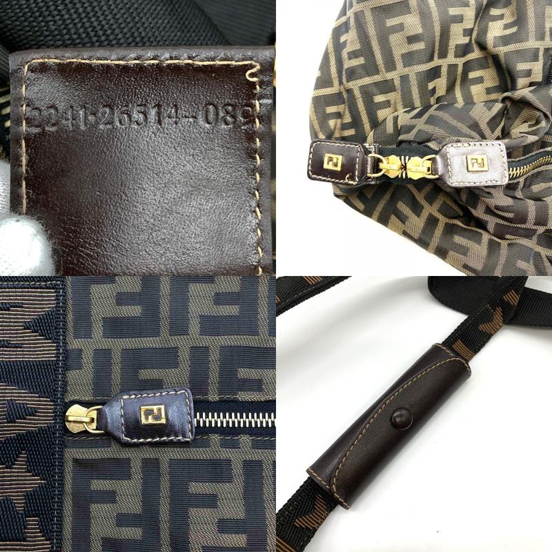 Fendi Zucca Boston Bag Nylon Brown Women Men