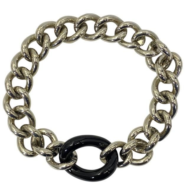 Christian DIOR Necklace Chain Necklace Choker Accessory Small Metal Silver Black