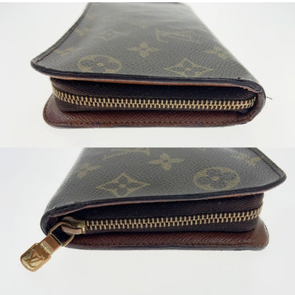 Louis Vuitton Monogram Portomone Zip Round Zipper Long Wallet M61727 Brown