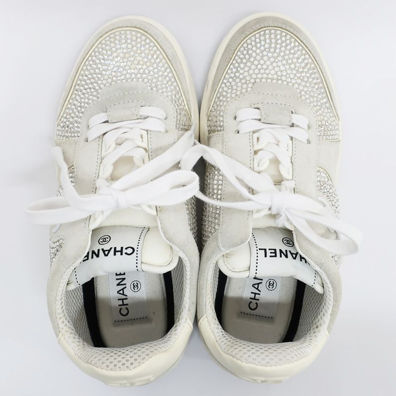 Chanel Sneakers Sequins White Size 36 Approx 23.0cm (9.06in) Coco
