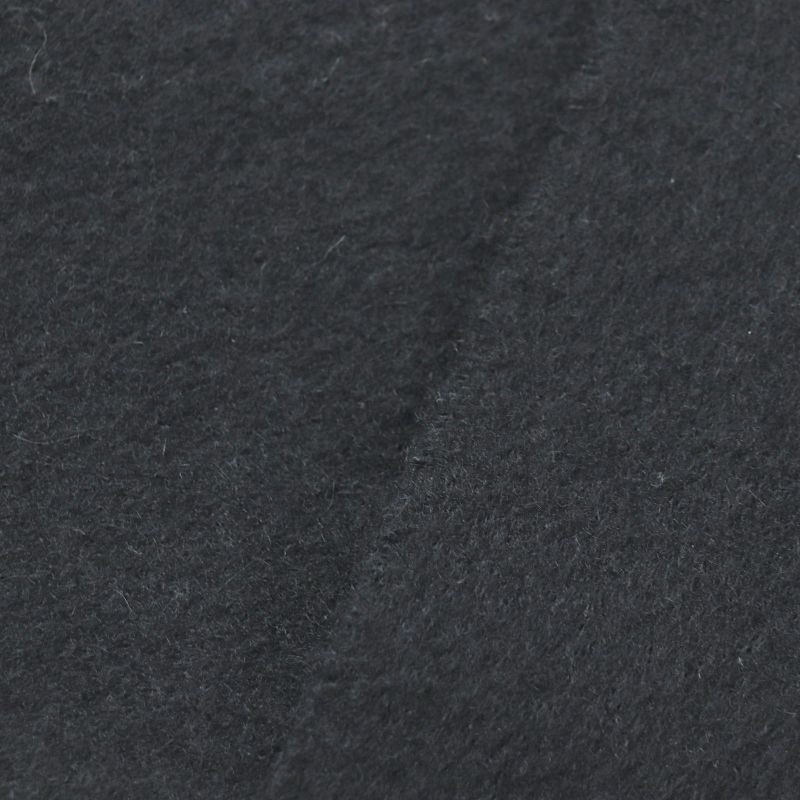 Hermes 100% Cashmere Logo Embroidery Fringed Large Shawl Scarf Black Made In