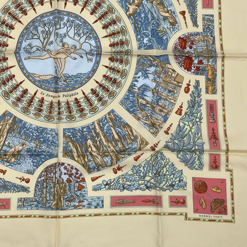 Hermes Scarf Carre 90 Polyfill Dreaming Beige