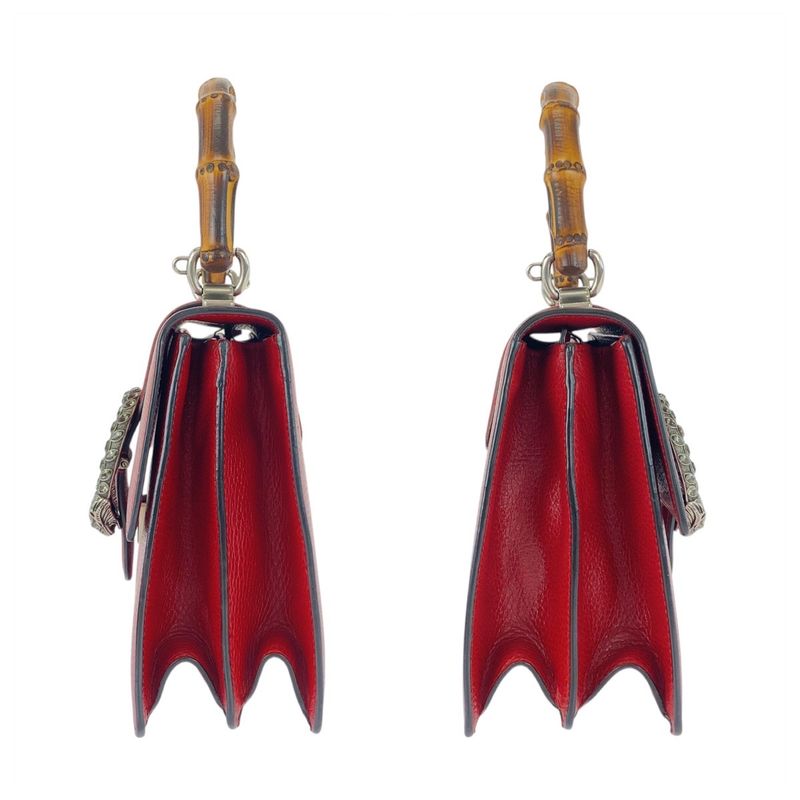 Gucci Sherry Line Bamboo Dionysus Red Leather 448075 Handbag Shoulder Bag 2WAY