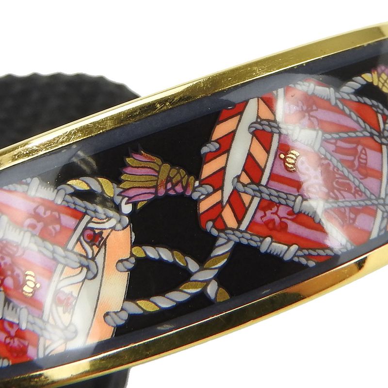 Hermes Bracelet Emile GM Metal Cloisonne Multicolor Black Pink Gold Hardware