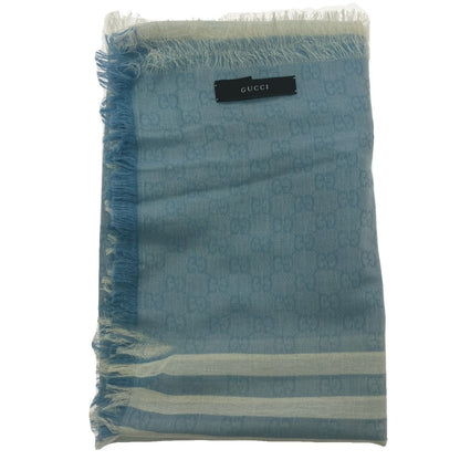 Gucci Striped Cotton Stole Sky Blue X White