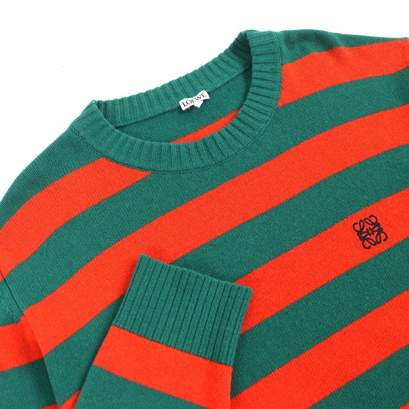 LOEWE H3299370sm Wool Cashmere Anagram Embroidery Striped High Gauge Long