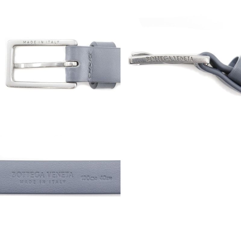 Bottega Veneta Bottega Veneta Calf Blue-gray Men's Belt