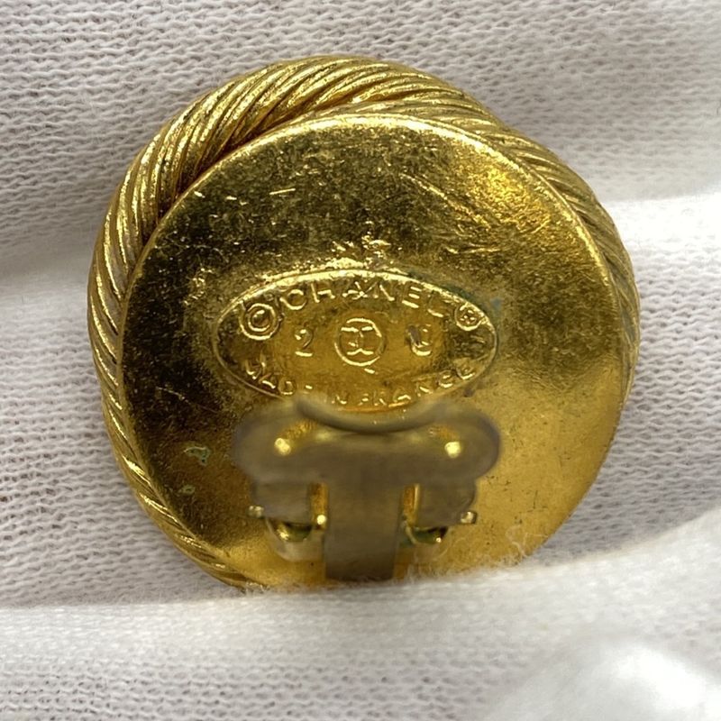 Chanel Earring Faux Pearl Rhinestone Vintage Gold