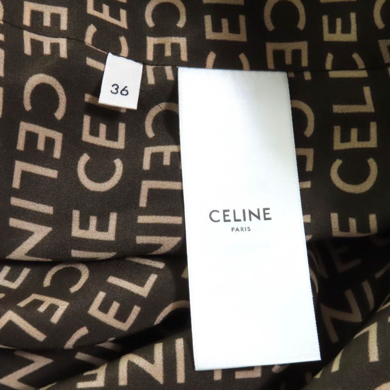 Celine 2v19j983q 100% Silk Eddy Triomphe Button Full Logo Design Collarless