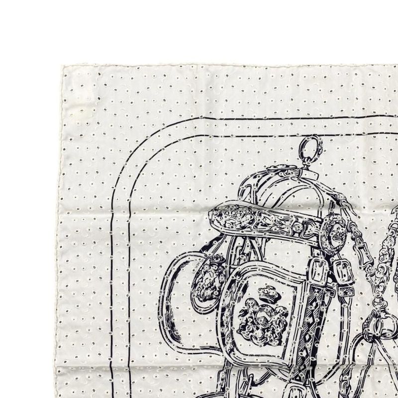 Hermes Silk Scarf Carré 70 Brides de Gala H983529s 25 Blanc Noir Black White