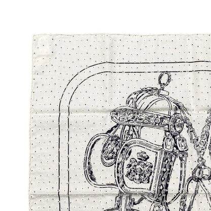 Hermes Silk Scarf Carré 70 Brides de Gala H983529s 25 Blanc Noir Black White