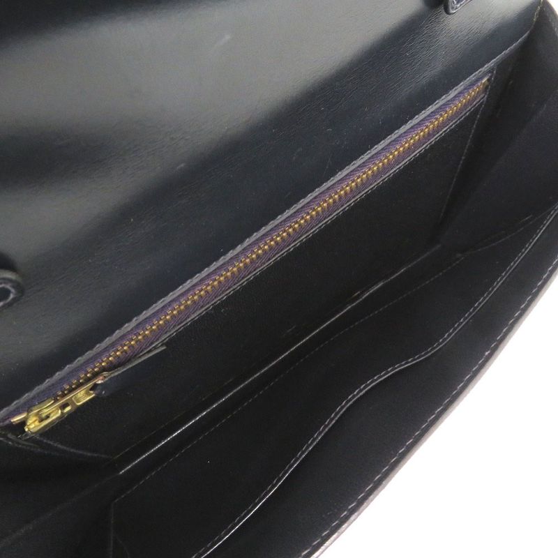 Hermes Tassel Vintage Box Calf Navy Gold Hardware 00R Engraved Shoulder Bag
