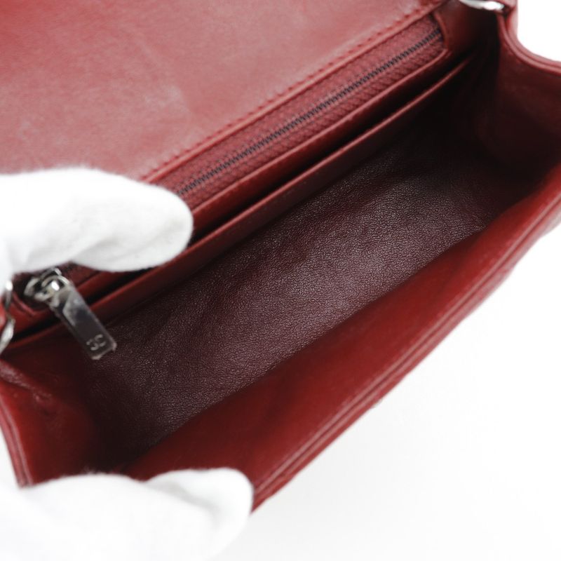 Chanel Mini Chain Shoulder Matelasse Lambskin Red Ladies Shoulder Bag