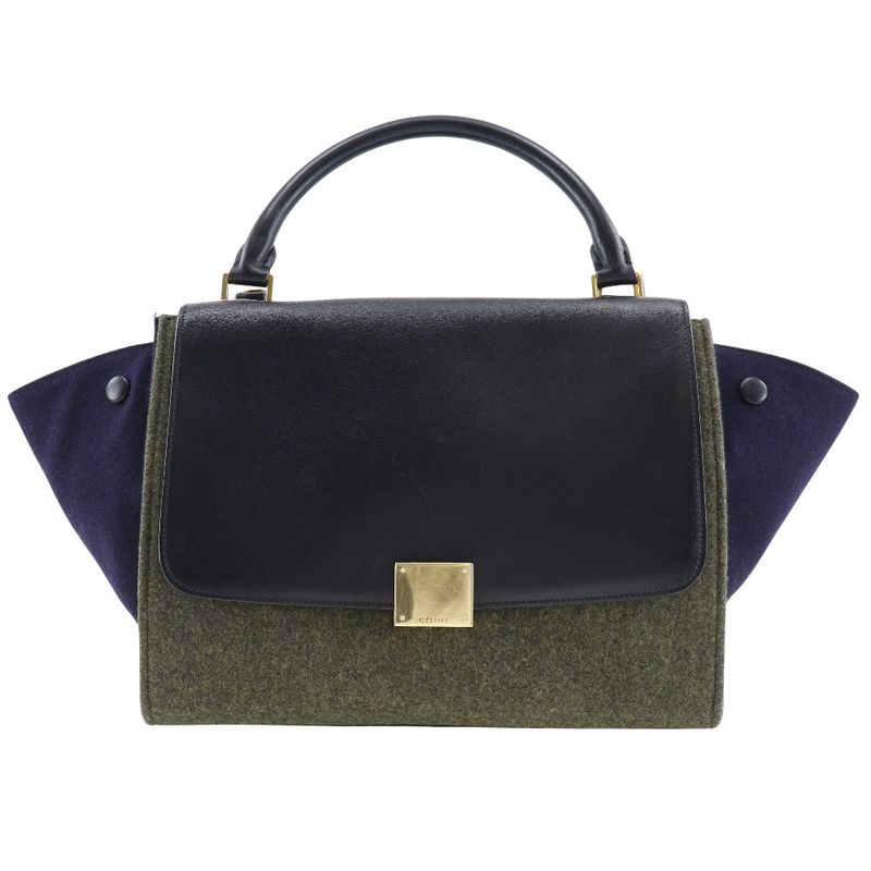Celine Trapeze Felt And Calf Black/gray Women's Handbag