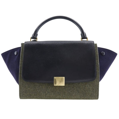 Celine Trapeze Felt And Calf Black/gray Women's Handbag