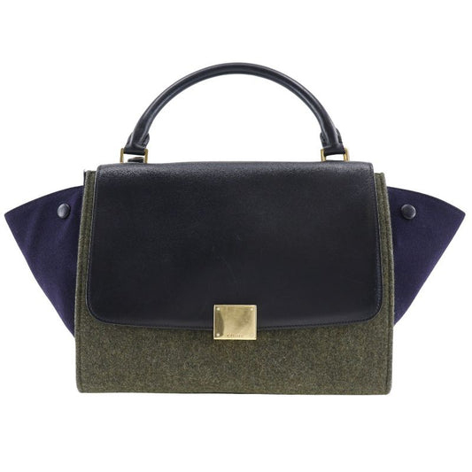 Celine Trapeze Felt And Calf Black/gray Women's Handbag