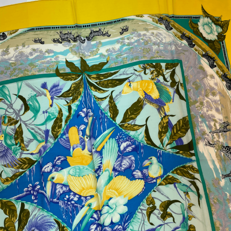 Hermes Carre 140 Large Scarf Tropiques Silk Multicolor With Box