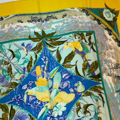 Hermes Carre 140 Large Scarf Tropiques Silk Multicolor With Box