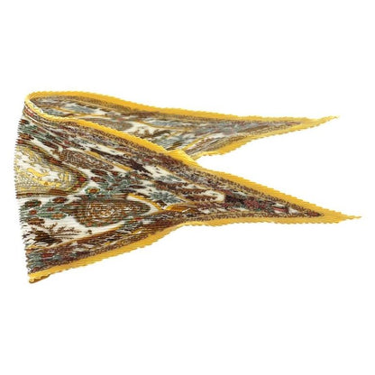 Hermes Silk Scarf Carré 90 Pleated Decoupages Yellow White Decoupages Hermes