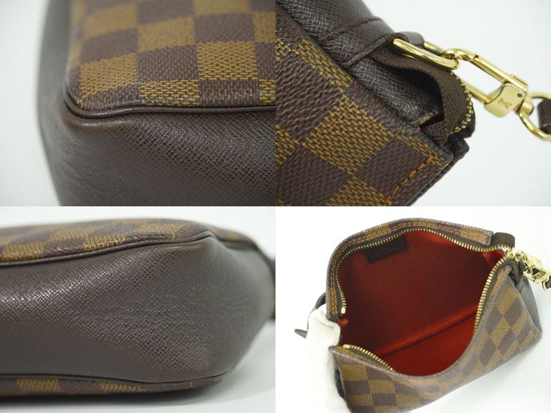 Authentic Louis Vuitton LV Trousse Makeup Damier Ebène Accessory Pouch Handbag