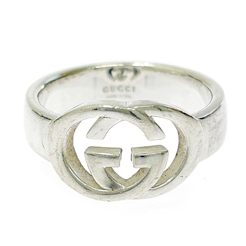 Gucci Silver Interlocking G Ring 5.4g 925 Engraved 304649 Ring with Box