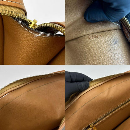 Celine Tote Bag Macadam Leather PVC Brown Gold Hardware Shoulder Women Celine