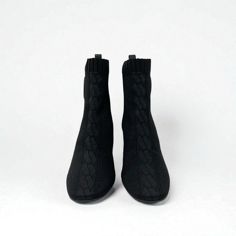 Hermes Volver Boots Short Shoes Fabric Leather Black Sock