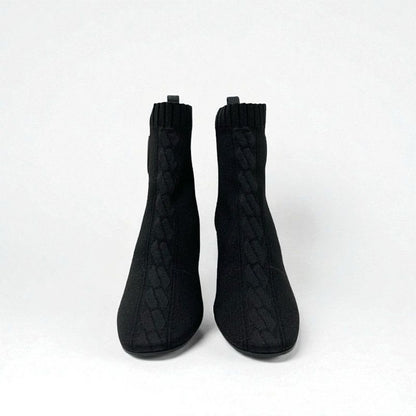 Hermes Volver Boots Short Shoes Fabric Leather Black Sock