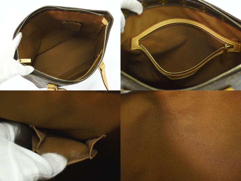 Authentic Louis Vuitton LV Cabas Mezzo Monogram Shoulder Bag Tote Bag Brown