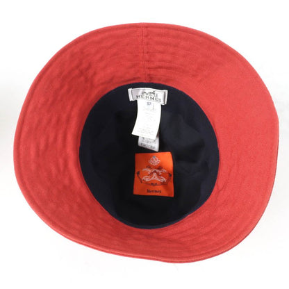Hermes Serie Hardware 100% Cotton Canvas Hat Orange 57 Made In France Genuine