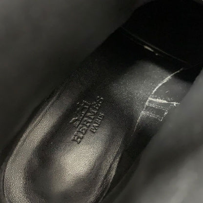 Hermes Frenchie Boots Short Shoes Leather Black Silver Kelly Hardware