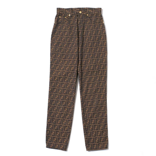 Fendi Vintage Pants Size 29" Tapered Double F FF Zucca Pattern Jacquard Made In
