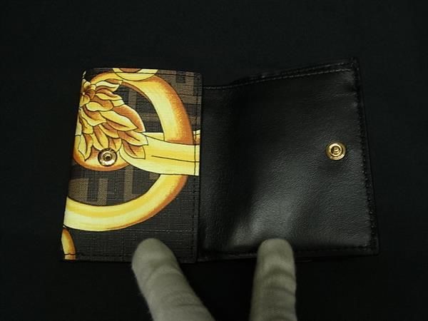 Fendi Versace Fendi Zucca Pattern Baroque Leather Trifold Wallet