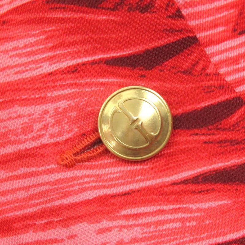 Gucci Vintage 1994 100% Silk Tom Ford Period Logo Fruit Print Gold Button