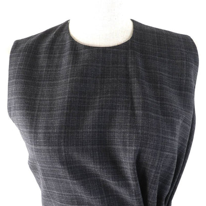 Christian DIOR 2023 341r30a1518 100% Wool Check Sleeveless Dress With Ribbon