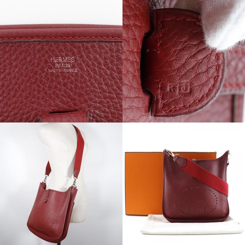 Hermes Evelyn 2PM Taurillon Clemence Red/silver Hardware □J Ladies Shoulder Bag