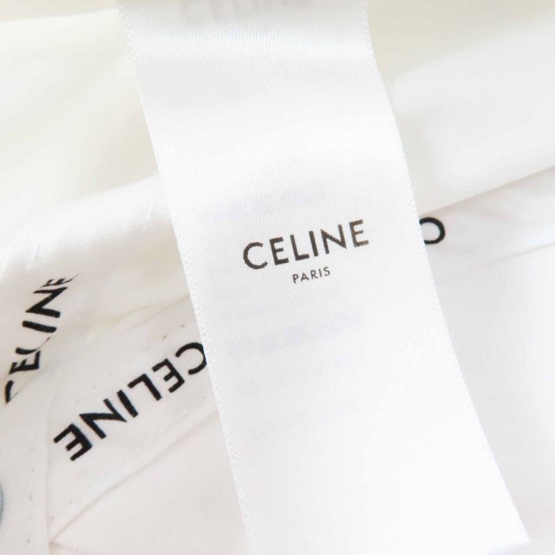 Celine 2aun1969p Initials Sequins Baseball Cap Hat Cotton White Black Gold