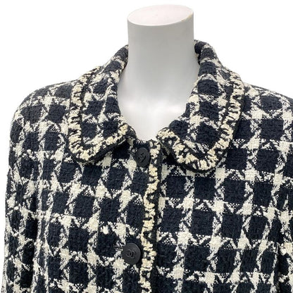Chanel Jacket Size 42 L Women's P09771 Black And Ivory Tweed / Long Sleeves /