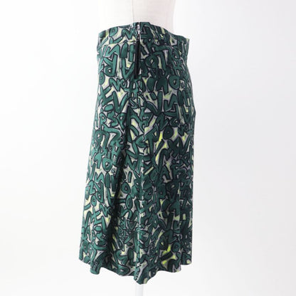 Louis Vuitton Rayon Graffiti Box Pleated Skirt Greenish 34 Made In France