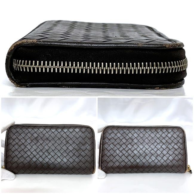 Bottega Veneta Round Zipper Long Wallet Brown Intrecciato