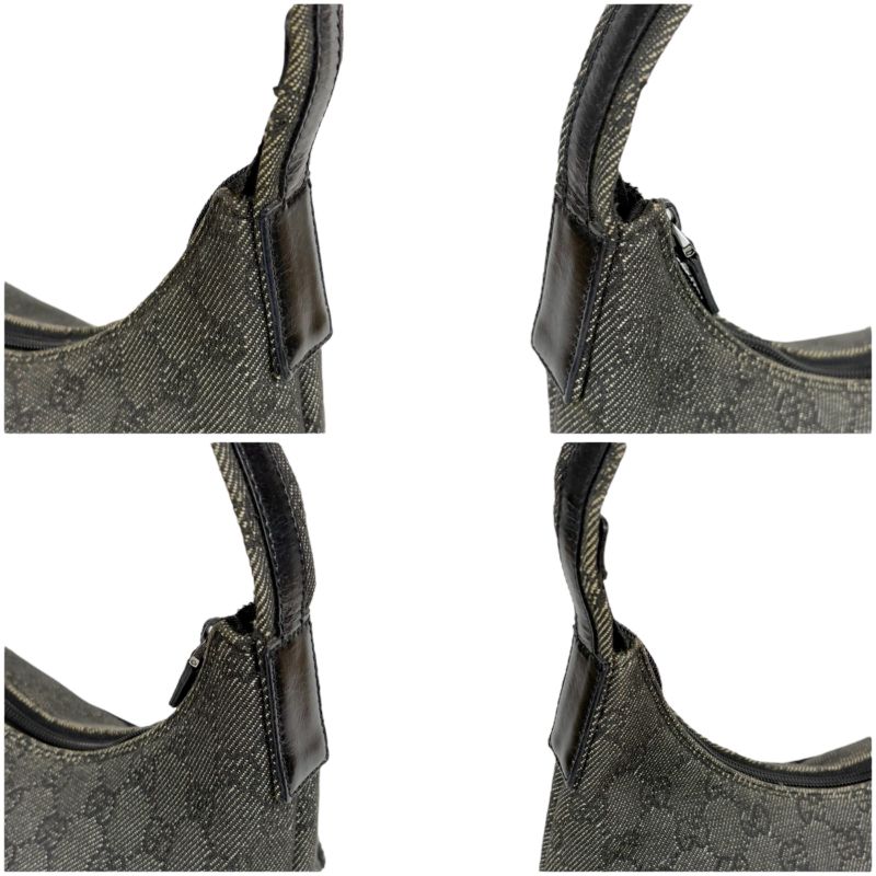 Gucci One Shoulder Bag GG Canvas 105649 Hobo Soho Black Gray